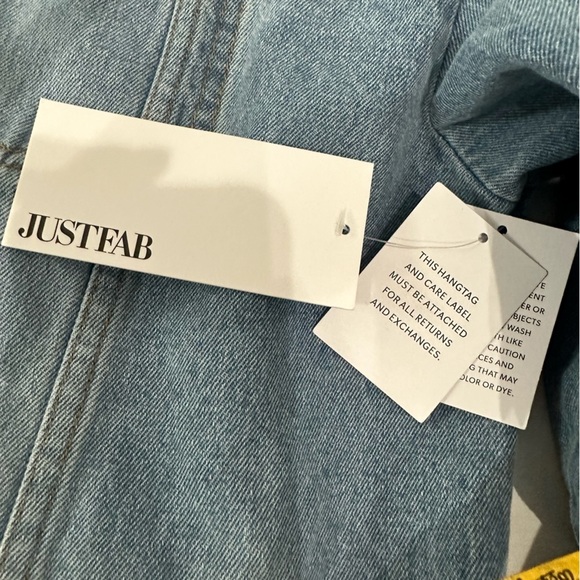 NWT JUSTFAB Oversized Denim Jacket Medium Light Wash Cotton Medium Y2K Boxy - Picture 6 of 12